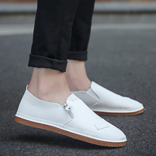 Mocasini eleganti pentru barbati din piele ecologica cu fermoar