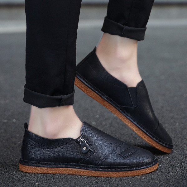 Mocasini eleganti pentru barbati din piele ecologica cu fermoar