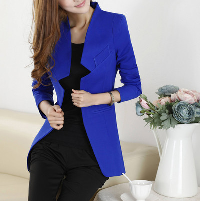 НОВО Стилно дамско сако раздвижен модел в черен ,бял и син цвят 