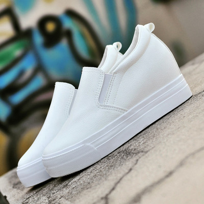 Mocasini moderni de dama din piele ecologica alb-negru