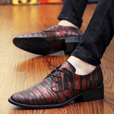 Мъжки официални обувки с равна подметка и връзки в няколко цвята