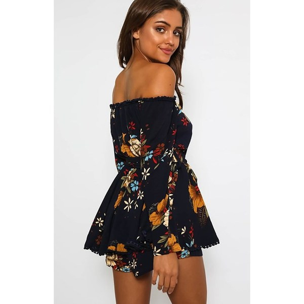 Μοντέρνα γυναικεία ολόσωμη φόρμα  με φυτικά μοτίβα σε δύο χρώματα