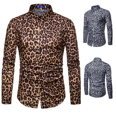 Актуална мъжка риза с леопардов десен в два цвята