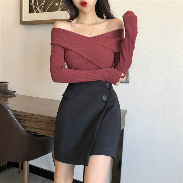 Modern női vastag blúz két színben