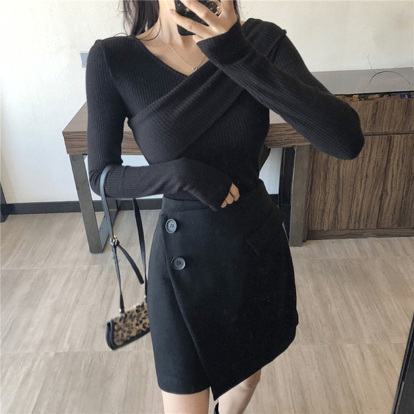 Modern női vastag blúz két színben