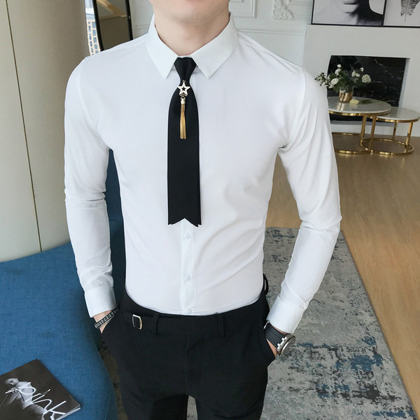 Elegáns férfi ing hosszú ujjú fém díszítéssel több színben