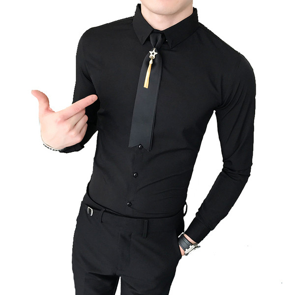 Elegáns férfi ing hosszú ujjú fém díszítéssel több színben