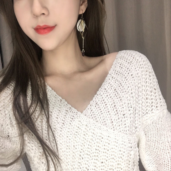 Modern női rövid kötött blúz két színben