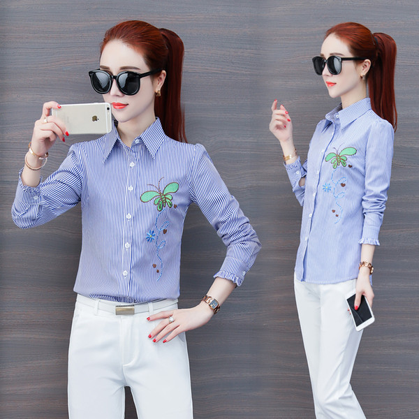 Modern női ing három színben, hímzéssel