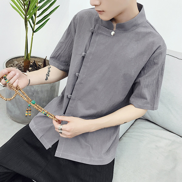 Férfi ing O-nyakú és rövid ujjú több színben