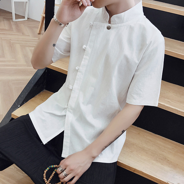 Férfi ing O-nyakú és rövid ujjú több színben