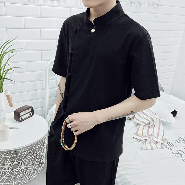 Férfi ing O-nyakú és rövid ujjú több színben