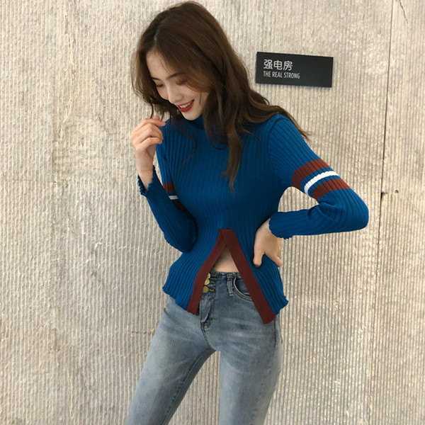 Alkalmi női pulóver két színben, elöl hasítékkal