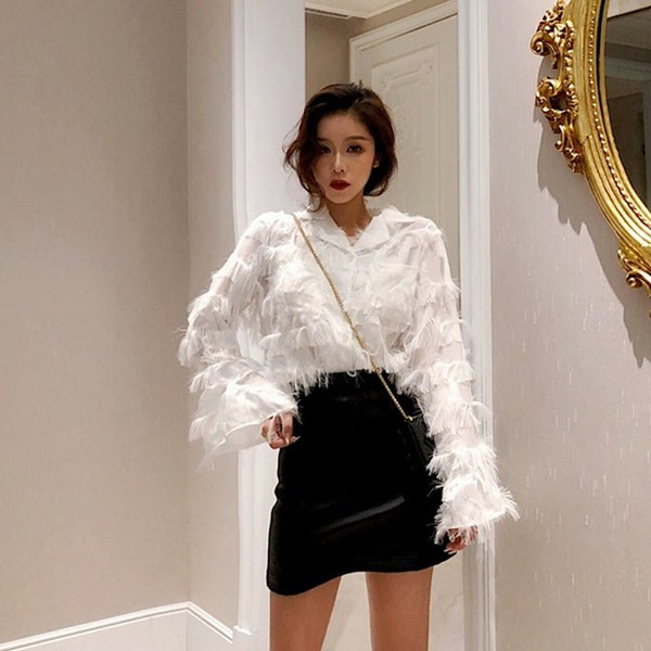 Cămașă modernă de damă în alb, roz și negru