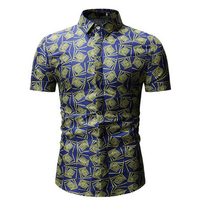 Modern férfi ing, rövid ujjal és mintával, három színben