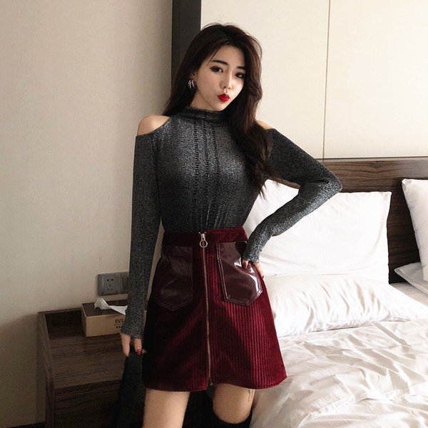 Modern, fűzős női blúz két színben