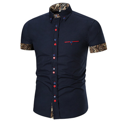 Κομψό ανδρικό πουκάμισο με κοντό μανίκι σε διάφορα χρώματα