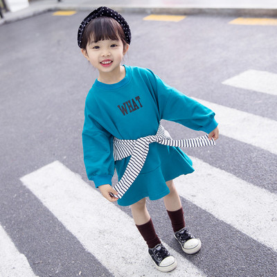 Rochie casual copii model lat cu maneci lungi in doua culori