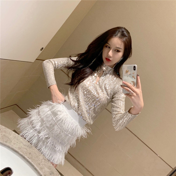 Elegáns női blúz flitterekkel