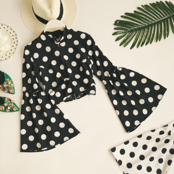 Modern női ing három színben pöttyökkel és Lotus ujjal