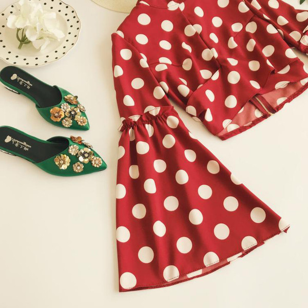 Modern női ing három színben pöttyökkel és Lotus ujjal