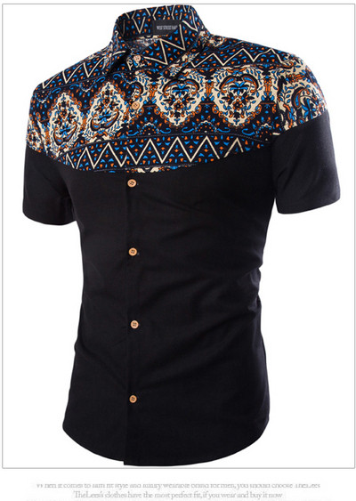 Modern férfi ing színes motívumokkal, három színben