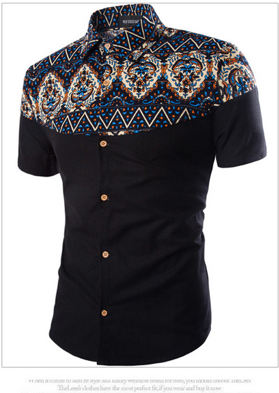 Modern férfi ing színes motívumokkal, három színben