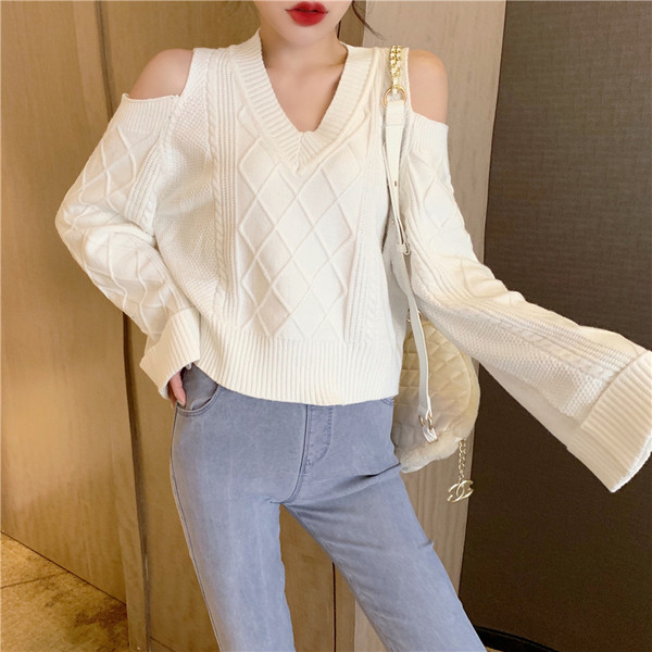 Modern női vastag blúz nyitott vállú, két színben