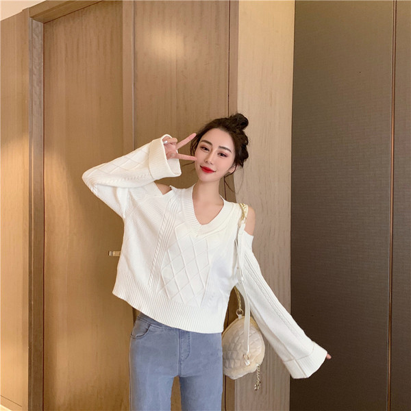 Modern női vastag blúz nyitott vállú, két színben