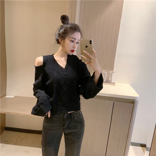 Modern női vastag blúz nyitott vállú, két színben