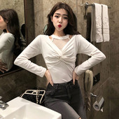 Καθημερινή γυναικεία μπλούζα με δίχρωμο πλέγμα