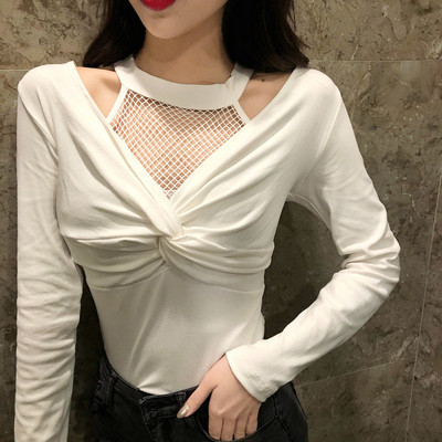 Καθημερινή γυναικεία μπλούζα με δίχρωμο πλέγμα