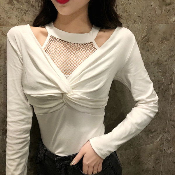 Καθημερινή γυναικεία μπλούζα με δίχρωμο πλέγμα