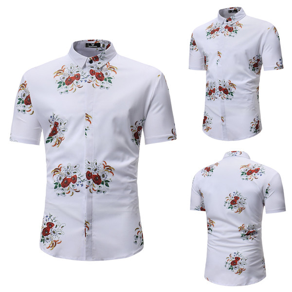 Modern férfi ing fehér színben, foral motívumokkal