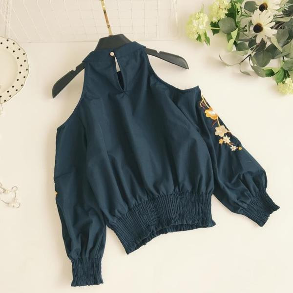 Modern női blúz csupasz váll és hímzés több színben