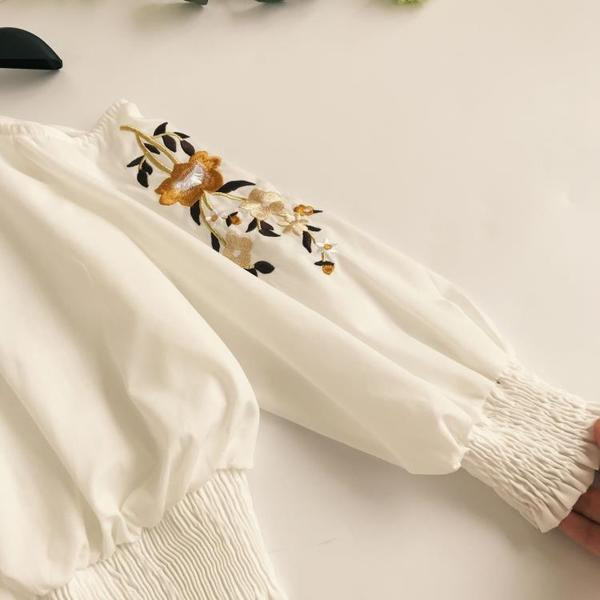 Modern női blúz csupasz váll és hímzés több színben