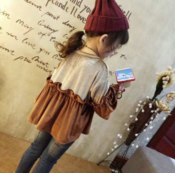 Модерна детска блуза за момичета разкроен модел в два цвята