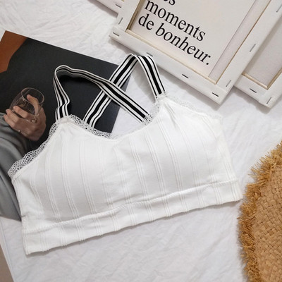 Kényelmes női melltartó elasztikus pántokkal, két színben