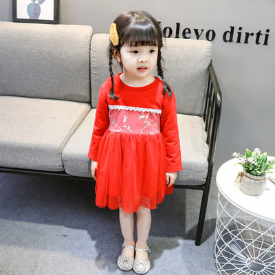 Stílusos gyerekruha hosszú ujjú rózsaszín és piros színben