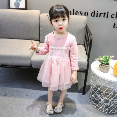 Stílusos gyerekruha hosszú ujjú rózsaszín és piros színben