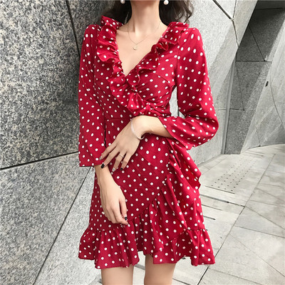 Lezser női ruha pöttyökkel két színben