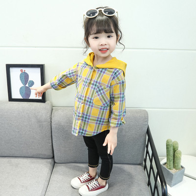 Gyermek kockás ing lányoknak kapucnival, két színben