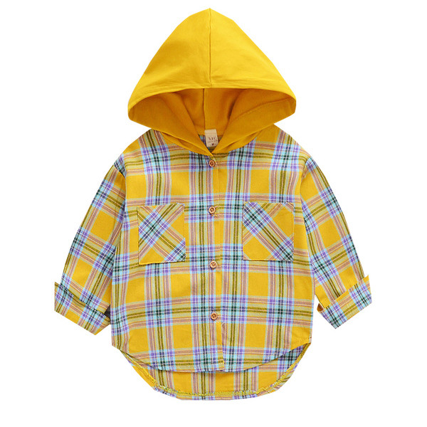 Gyermek kockás ing lányoknak kapucnival, két színben