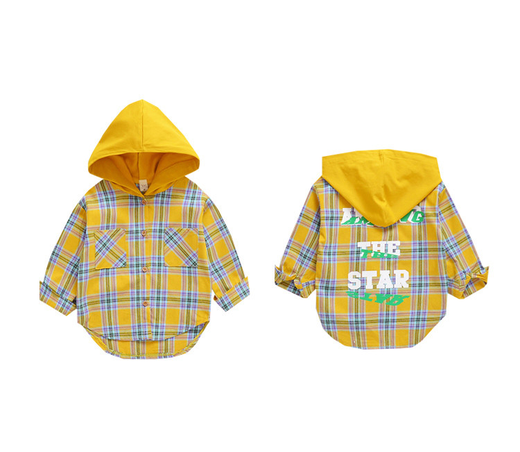 Gyermek kockás ing lányoknak kapucnival, két színben