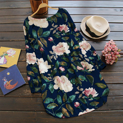 Καθημερινό γυναικείο φόρεμα με τύπωμα λουλούδια σε διάφορα χρώματα