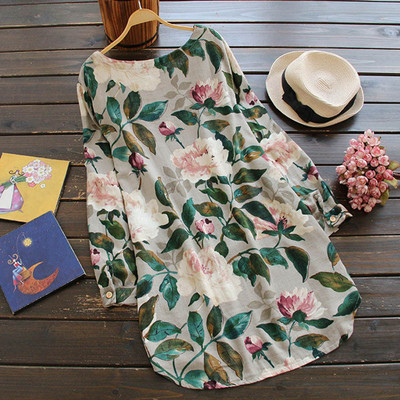 Καθημερινό γυναικείο φόρεμα με τύπωμα λουλούδια σε διάφορα χρώματα