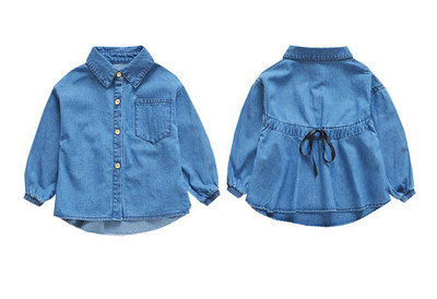 Καθημερινό παιδικό denim πουκάμισο για κορίτσια ευρύ μοντέλο