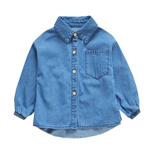 Καθημερινό παιδικό denim πουκάμισο για κορίτσια ευρύ μοντέλο