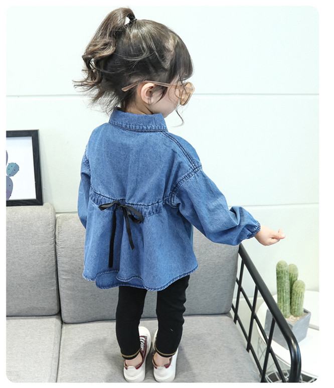 Καθημερινό παιδικό denim πουκάμισο για κορίτσια ευρύ μοντέλο
