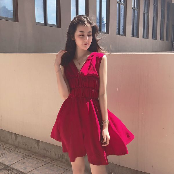 Alkalmi női nyári ruha piros színben